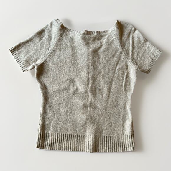 Ann Taylor Loft Cable Knit Short Sleeve Sweater Women's Size L Cashmere Wool - Picture 2 of 8